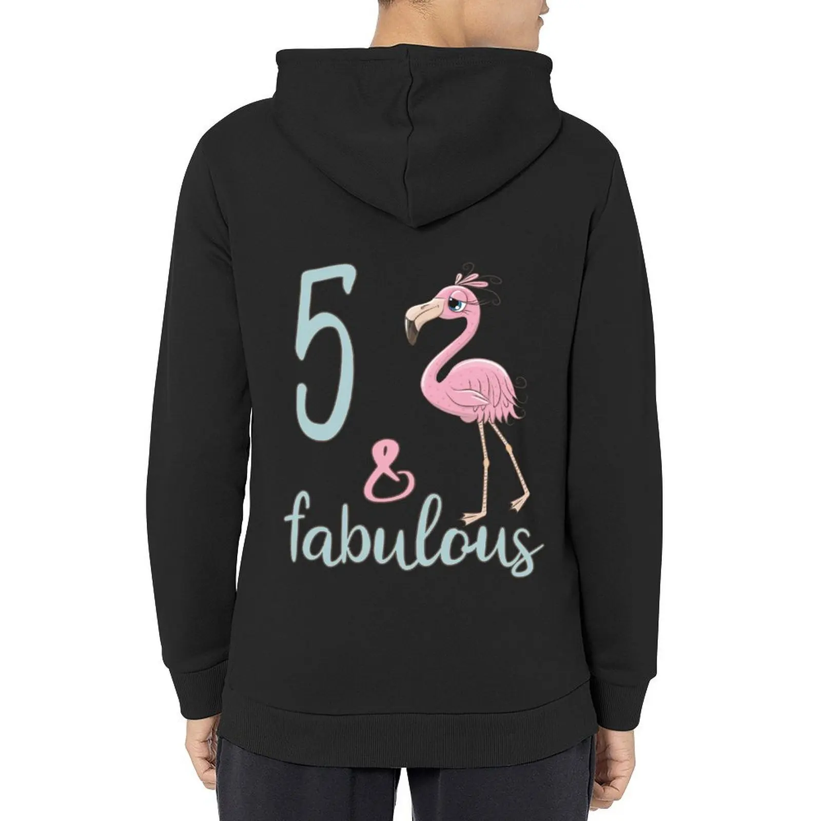 

5th Bday Girl Gift Fabulous Flamingo 5 Years Old Birthday Party Outfit For Daughter Niece Hoodie men clothing autumn hoodie