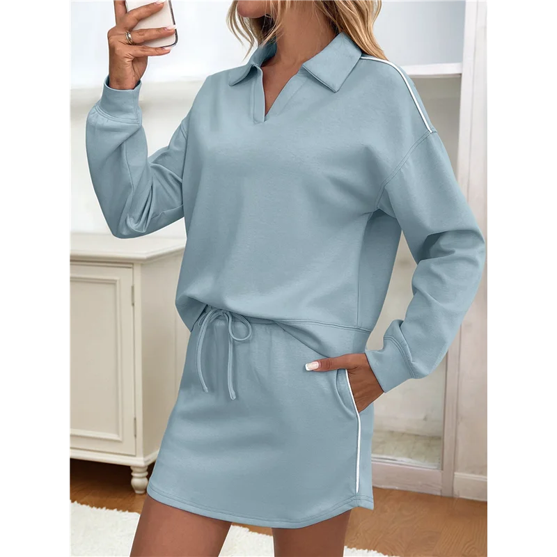 Two Piece Sets For Women Casual Tracksuit Sweatshirt Skorts Matching Set Lounge Tennis Jogger Sweat Suit