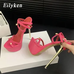 Eilyken Sexy Extreme Narrow Band Thin Heels Platform Rivet Women Sandals Fashion Peep Toe Summer Wedding Shoes Zapatos De Mujer