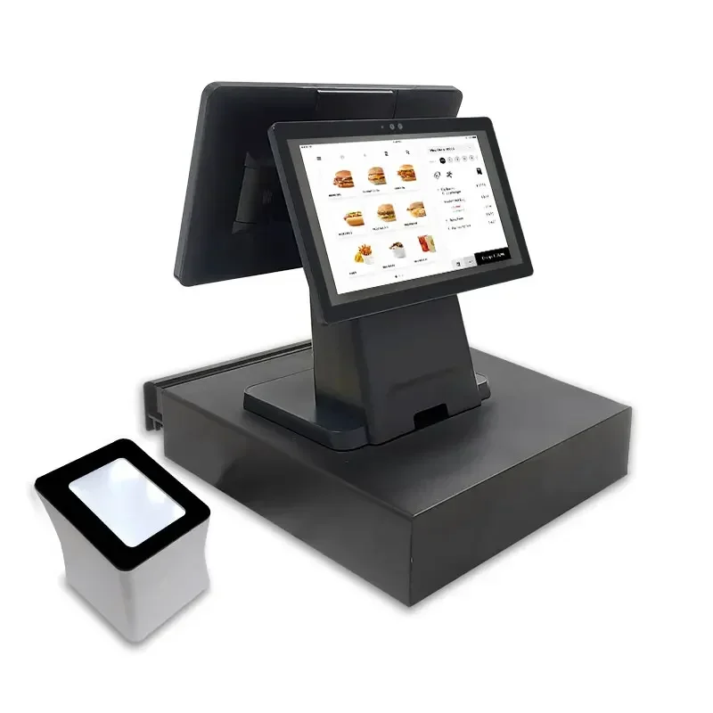 

New Dual Screen POS Machine For Sale With Stand All In One POS System Cash Register For Retails