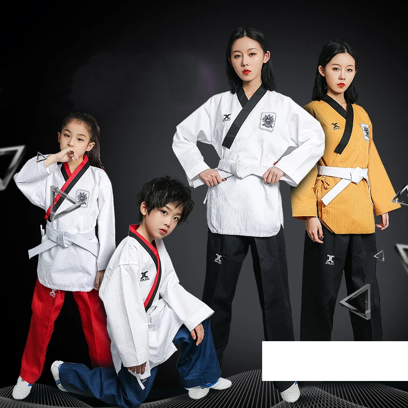 Dobra sztuki walki Tae Kwon Do Taekwondo Uniform dekolt z dekoltem w szpic zespół gimnastyczny szkolne Karate dla dzieci i otwarty mundurek dla