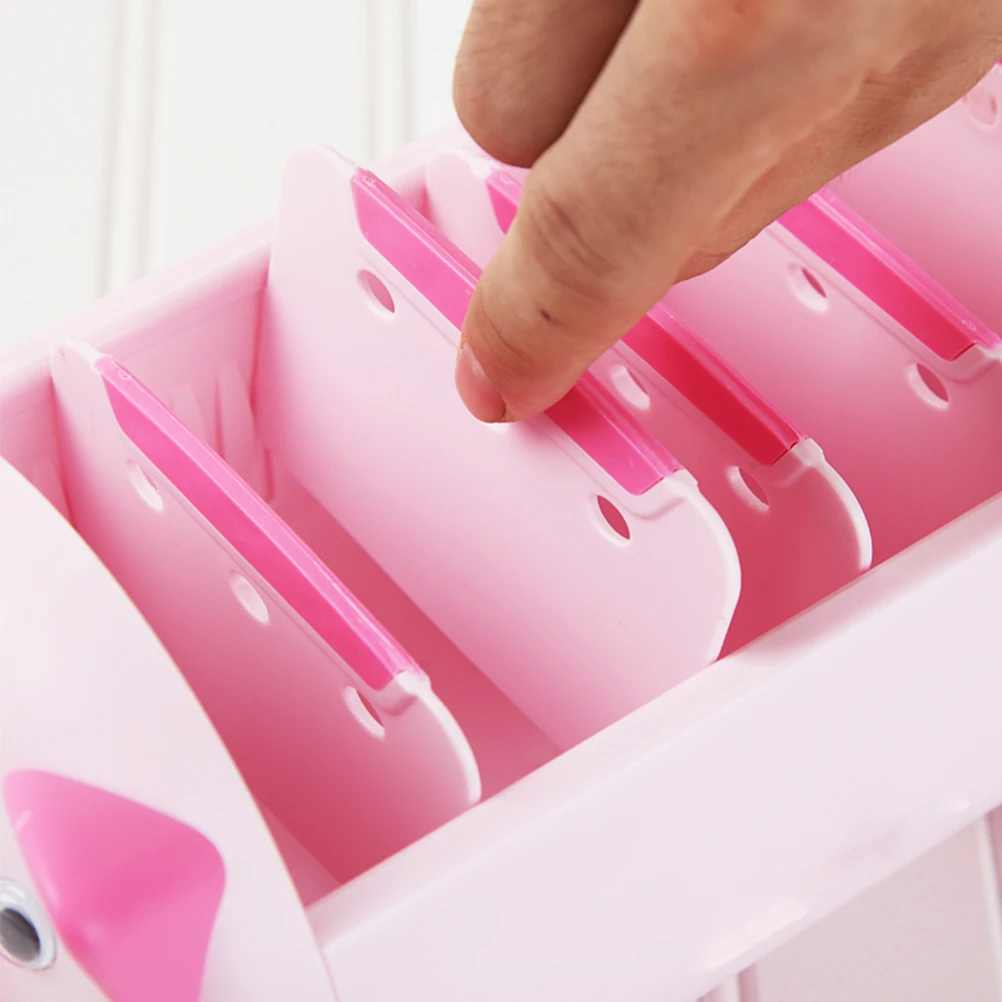 

Creative Pig Desktop Storage Box 21X12X11.5Cm Plastic 4 Adjustable Compartments Home Office Organizer Mobile Phone Remote