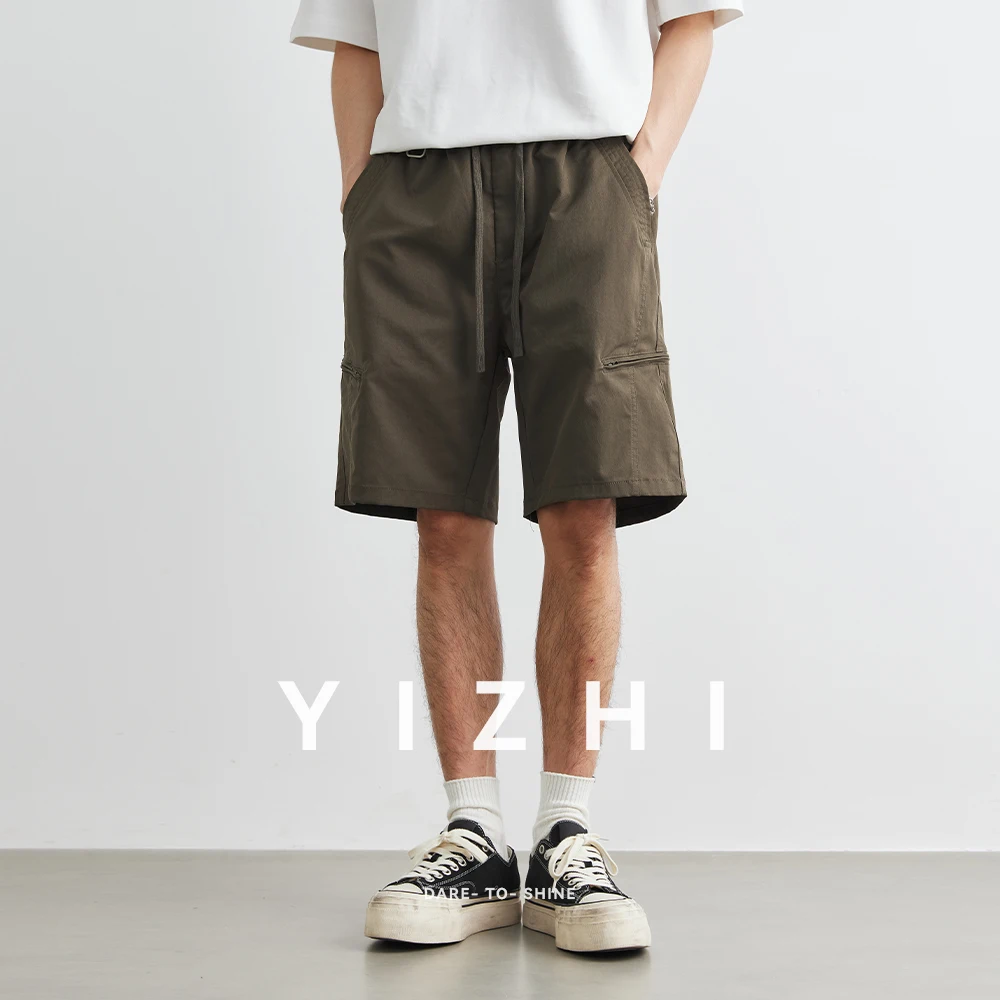 Fashion Men's Workwear Functional Shorts 2025 Summer New Outdoor Sports Fitness Running Shorts Loose Elastic Waist Thin Shorts