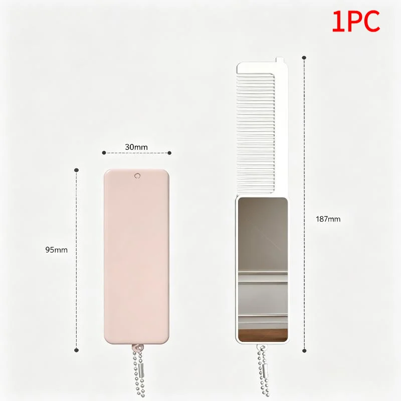 *Anti-Static Foldable Pocket Comb 2 in 1 with Compact Makeup Mirror Massage Function for Daily Use