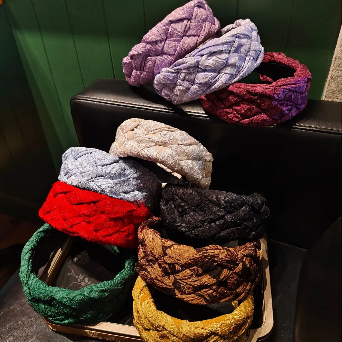 

Wide Women Headpiece Satin Cloth Braided Headbands for Woman Ladies Daily Shopping Party Head Hoop Accessories