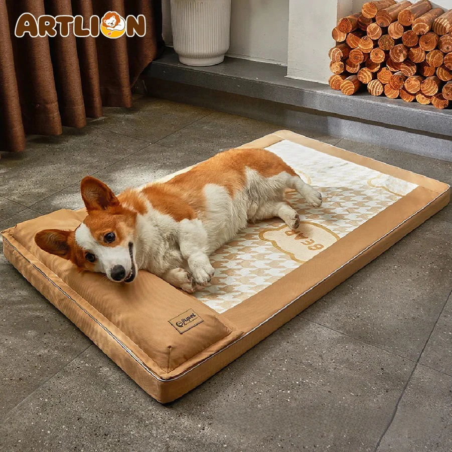 New pet cooling mat, detachable washable all-season dog bed, thickened with pillow for small and medium dogs, summer dog pad