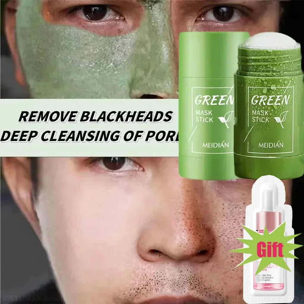 Original Facial Remove Blackhead Green Tea Solid Mask Treat Acne Blemish Black Dots Clean Stick Cream Shrink Pores Skin Care ﻿