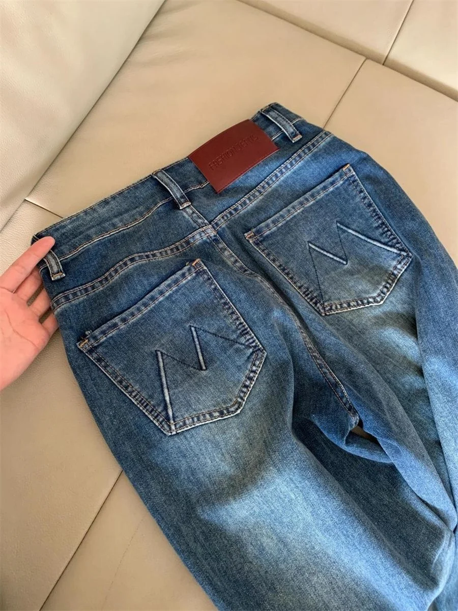 

Джинсы Bootcut большого размера, женские узкие, гладкие, с конвертом, гибкая ива, изящные, элегантные, изящные, нежные, изысканные, легкие, легкие, GF