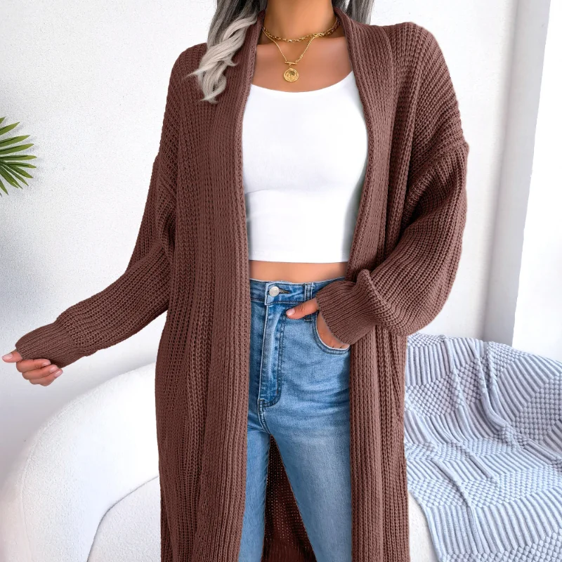 2023 Autumn/Winter New Casual Versatile Turn-down Collar Long Sleeves Solid Office Lady Loose Cardigan Leisure Sweater Coat