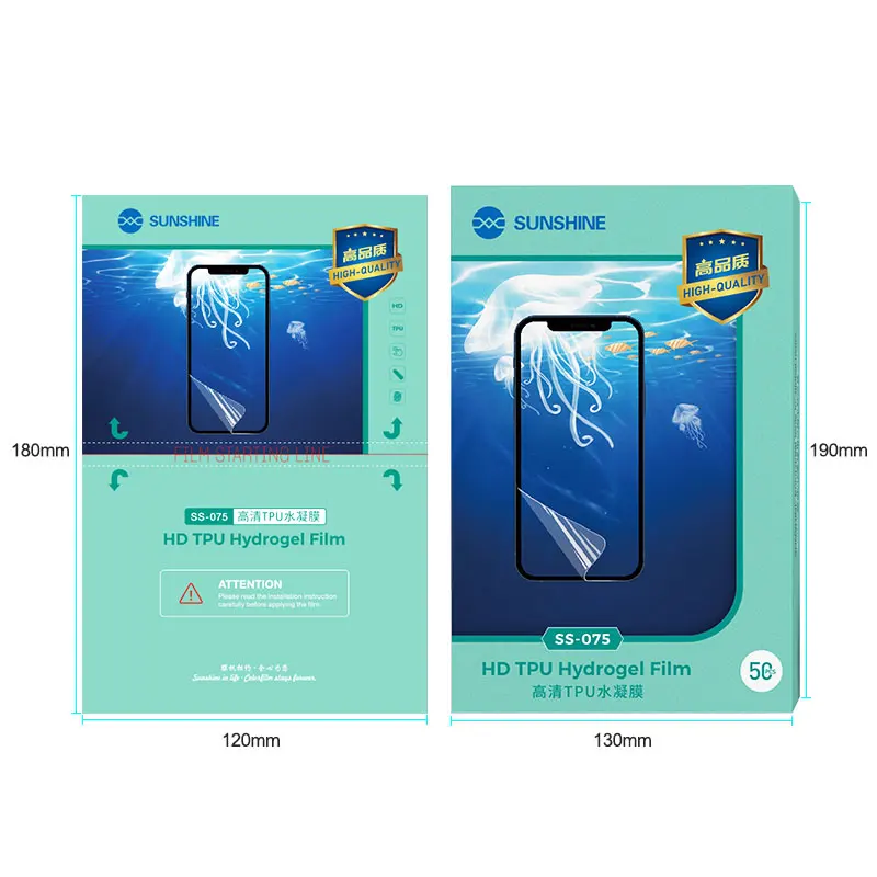50 Stück neue Original Sunshine SS-075 HD Hydrogelfolie, Auto-Reparatur, mit Schnittcode, SS-075B 075E Anti-Blau-Mattfolie, TPU – Detail 7