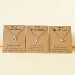 2023 New Best Friend Card Necklace Stainless Steel Sun Moon Star Collar Chain 3-piece Gift Wholesale