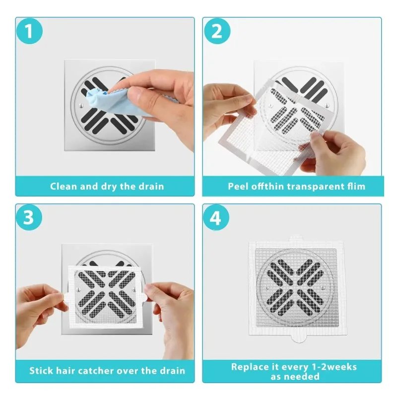 10-50PCS Bathroom Floor Drain Anti Clogging Hair Filter Screen Disposable Adhesive Hair Blocking Net Bathroom Sewer Anti Insect