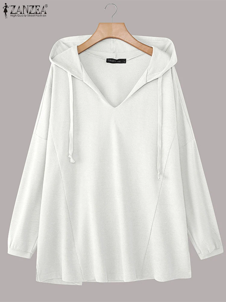 

ZANZEA 2025 женские повседневные свободные пуловеры однотонные толстовки с капюшоном модные осенние толстовки с длинными рукавами джемперы в корейском стиле