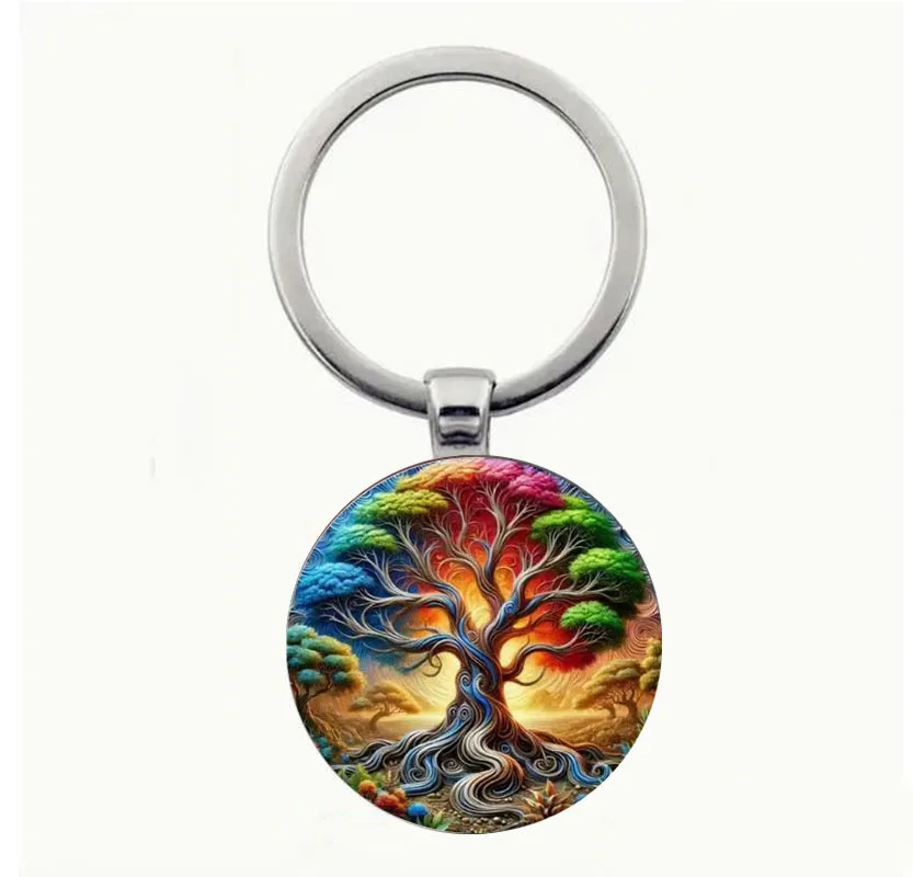 

Colorful Tree of Life Keychain, Fashionable Zinc Alloy Pendant, Men's Accessory for Bags, Car, Home Decor, Ideal Gift for Christ