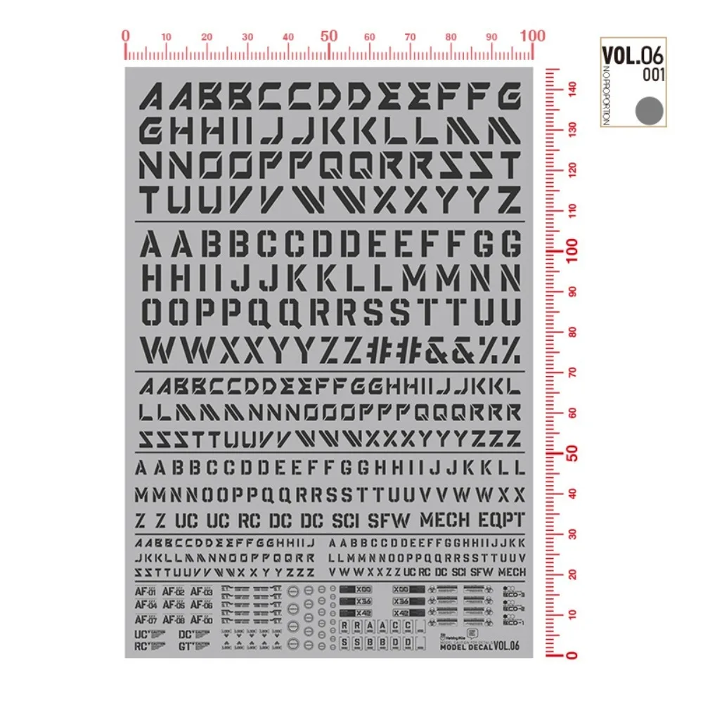 HOBBY MIO VOL6 High Precision Fluorescent Water Slide Decals English Characters Stickers for Gundam Model Building Hobby DIY