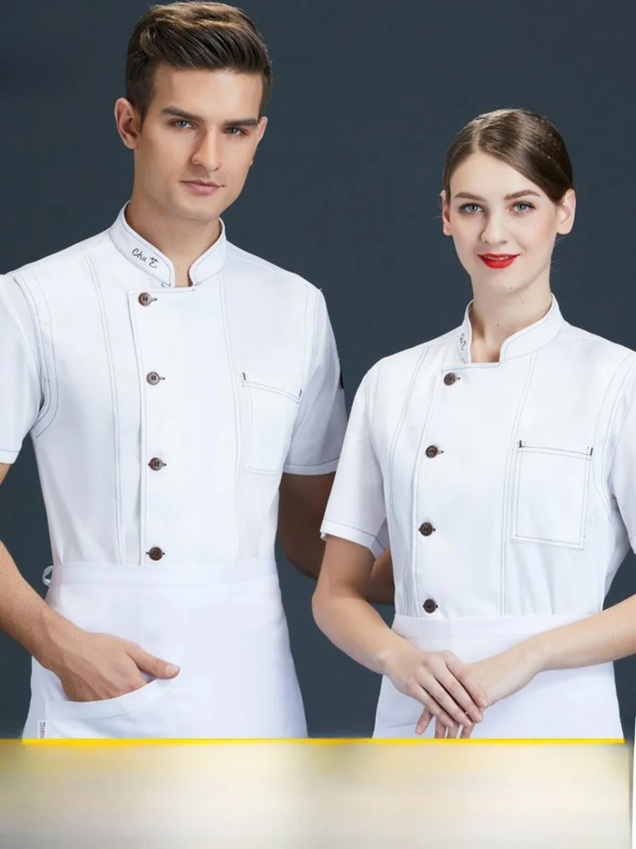 

Men's ort Sve Chef Work orms Summer Restaurant Hotel Western Cuisine Baking Workwear Durable Moisture ng School...