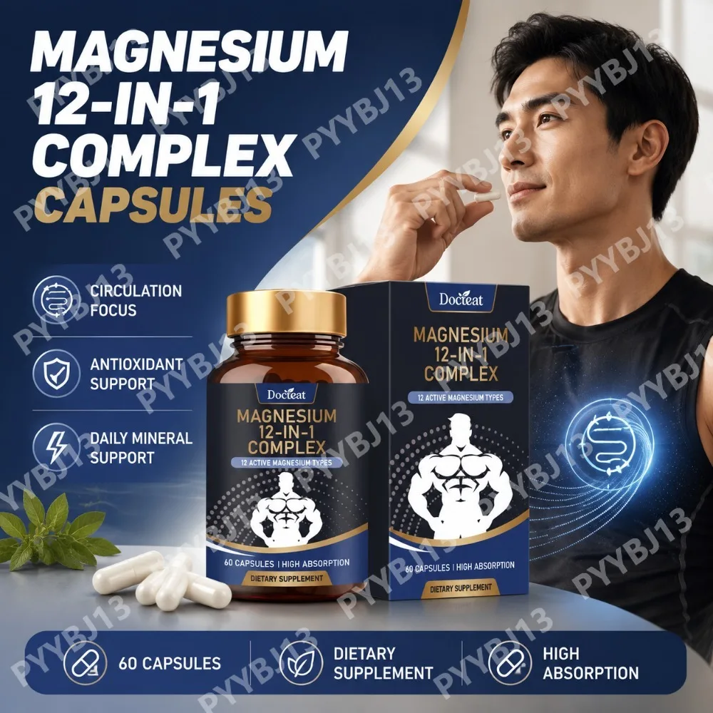 Magnesium Supplement Capsules 12 Magnesium Forms Mineral Complex Daily Mineral Nutrition Supplement for Daily Wellness Support