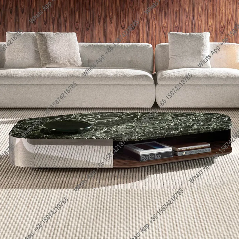 Italian light luxury natural marble luxury stone chart special-shaped coffee table living room new home high-end sense
