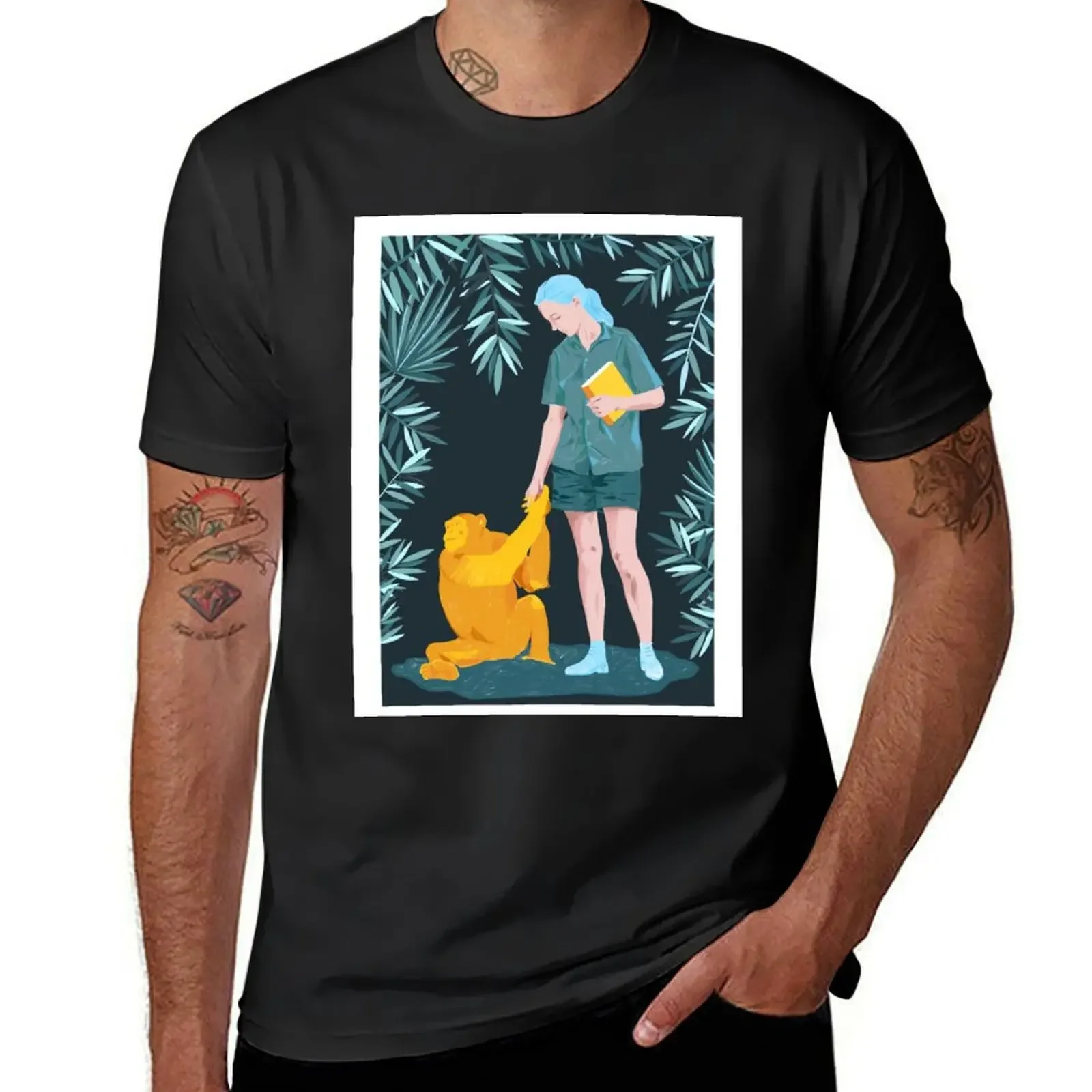 

Jane and Fifi - Tribute illustration Jane Goodall T-Shirt oversize t-shirts man street wear sweat shirts, men