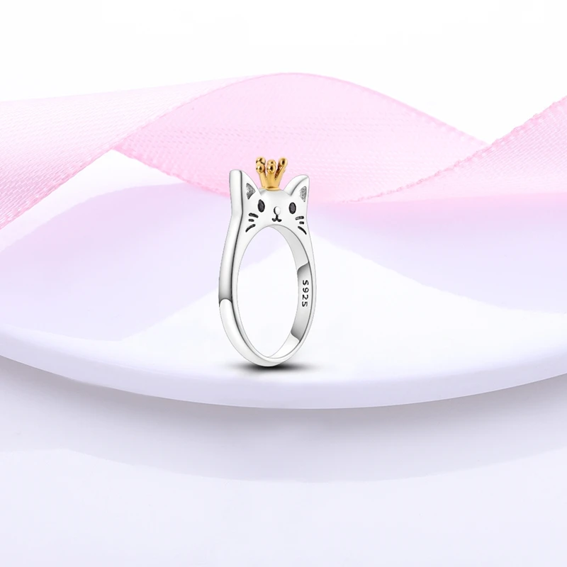 Original 925 Sterling Silver Sparkling Cat Ring For Women Girls Jewelry Birthday Anniversary Gifts view 3