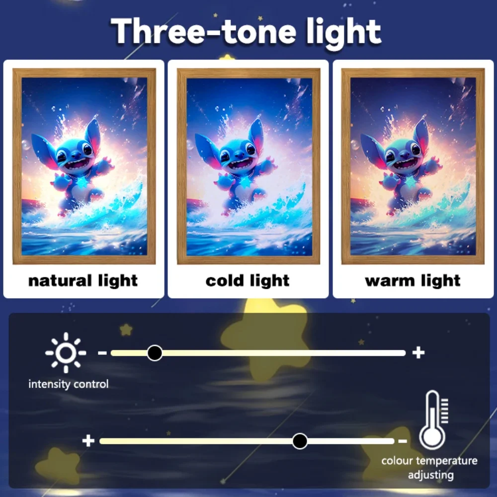 Anime Figura Punto Luce Pittura Cornice per foto Carino Led NightLight Camera da letto Parete Comodino Decorazione Camera dei bambini Lampada lunare