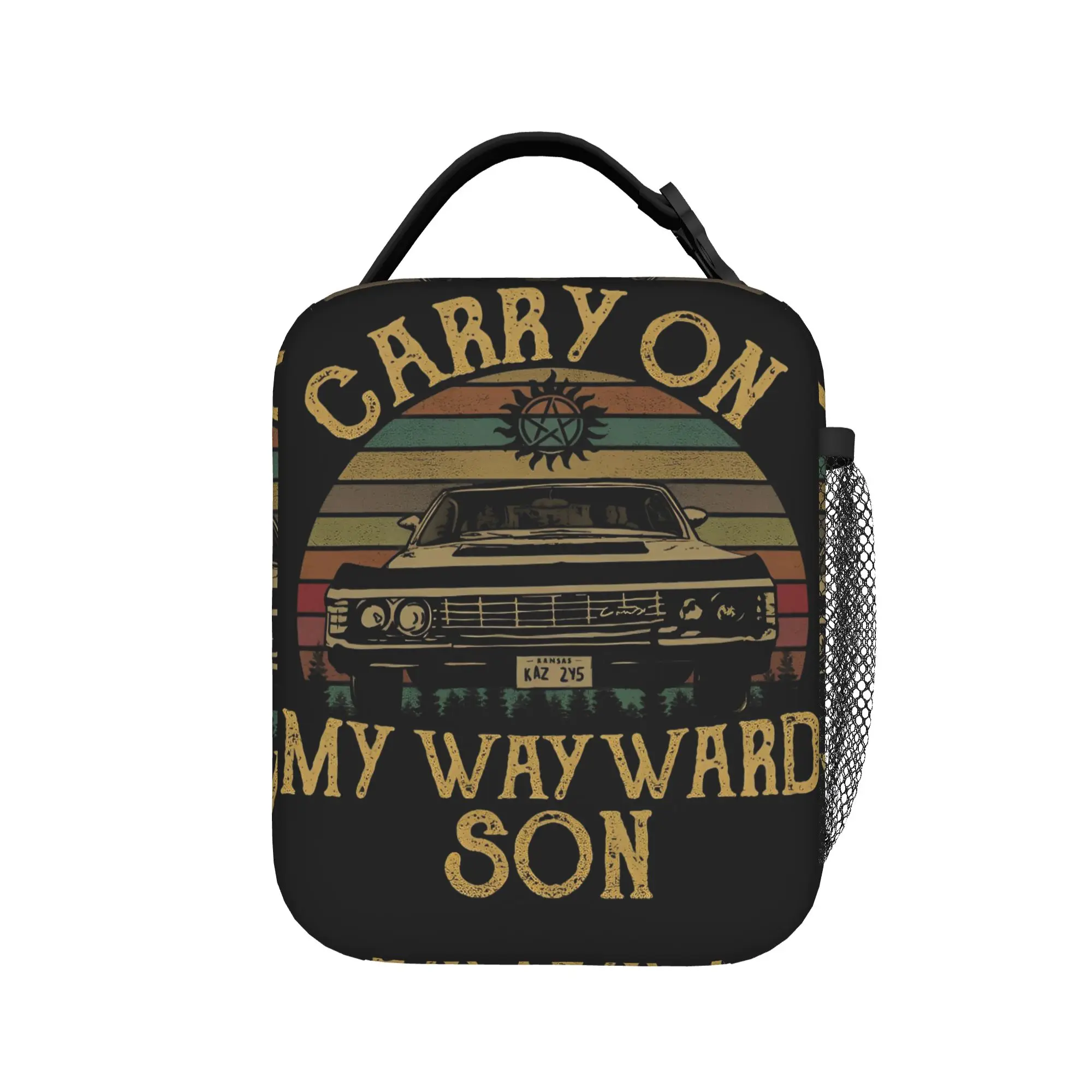 Carry On My Wayward Son Insulated Lunch Bags Cooler Bag Meal Container Supernatural Tote Lunch Box Food Bag School