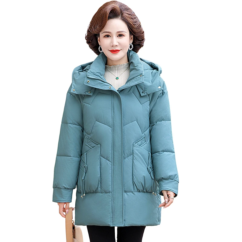 Plus Size Snow Wear Winter Coat for Women Down Jacket Warm Thicken Casual Loose Hooded Winter Jacket Velvet Parkas Overcoat