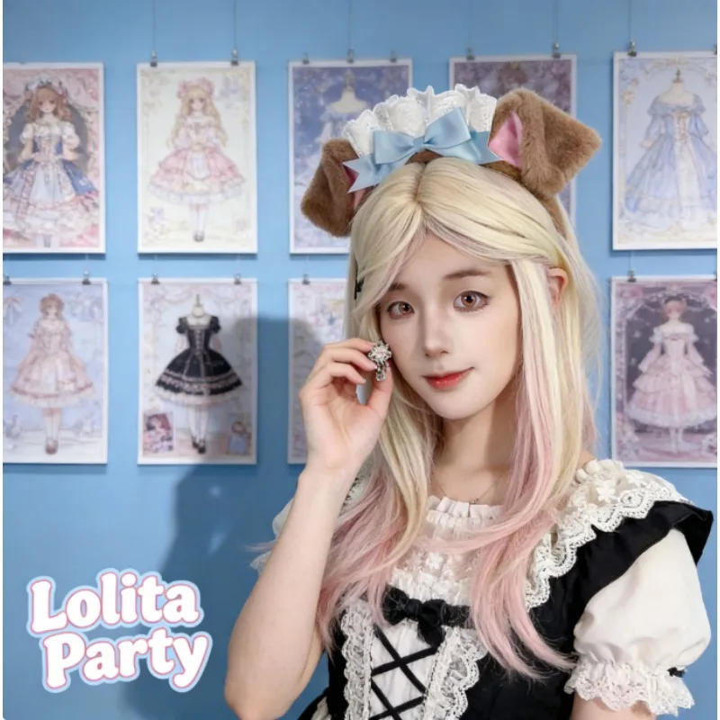 

Japanese Sweet Dog Ear Headband Lolita Maid Carnival Hair Accessory Cosplay Role Play Party Photo Prop Anime Theme