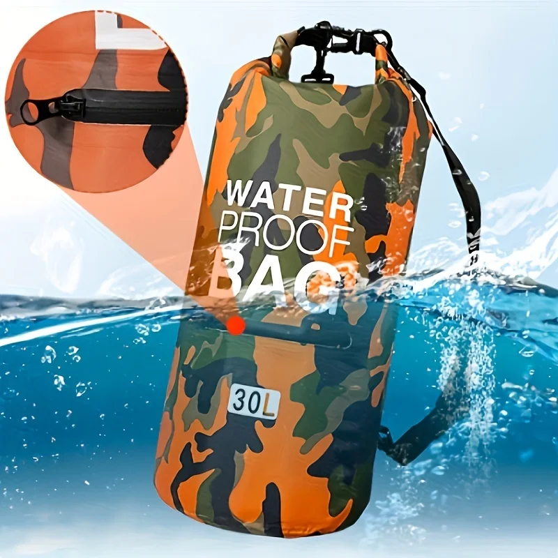 2L/20L/30L Outdoor Camouflage Polyester Dry Bag Waterproof  Shoulder Bucket Lightweight Drifting Beach Swimming Pool Bag X413A