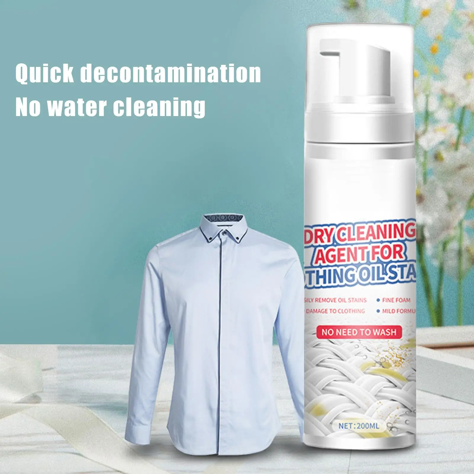 200ml Dry Cleaning Agent for Clothing Oil Stains Household Waterless Stain & Grease Remover Powerful Oil-Removing Cleaning Foam