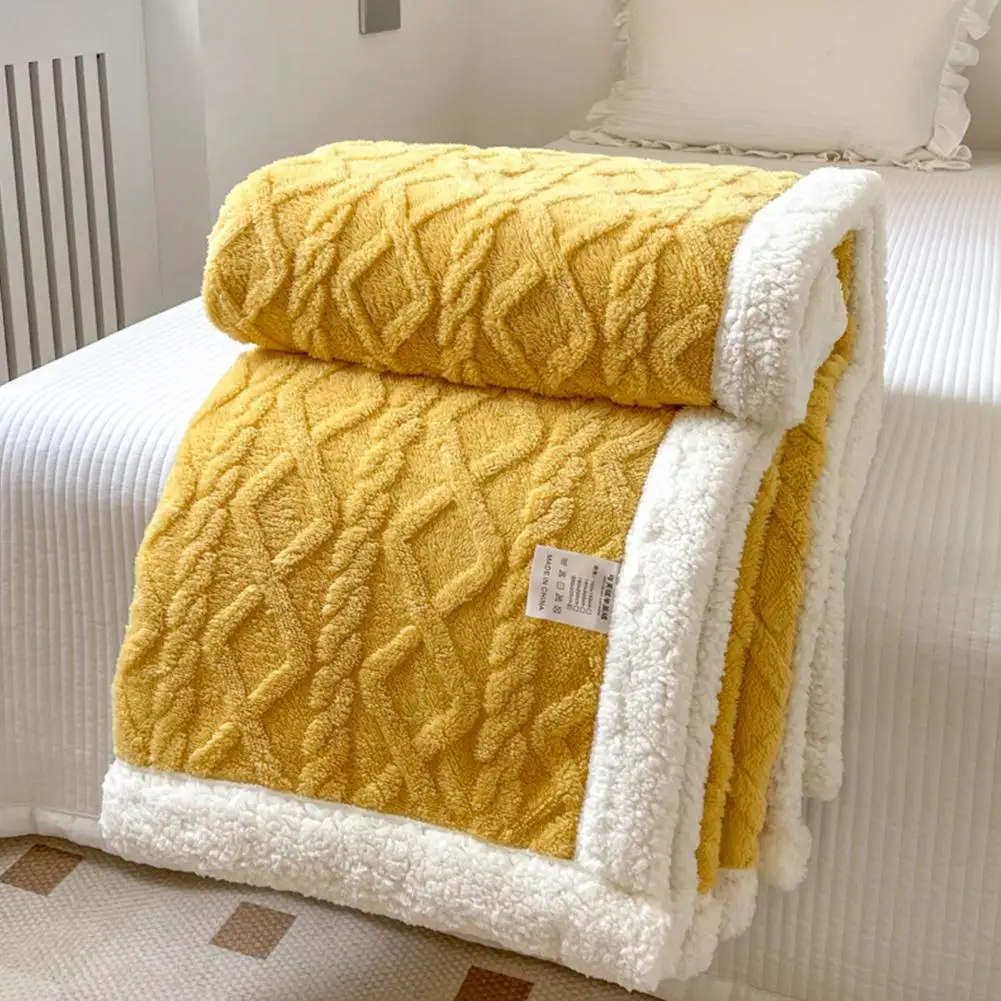 Winter Thick Blanket Cozy Winter Blanket with Double-sided Fluff Plush 3d Jacquard Design for Office for Dormitory for Travel