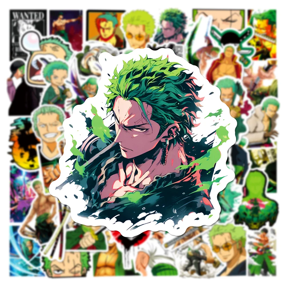 

10/30/50ocs Cartoon ONE PIECE Zoro Stickers Decal for Skateboard Luggage Notebook Phone Cool Anime Waterproof Sticker Decoration