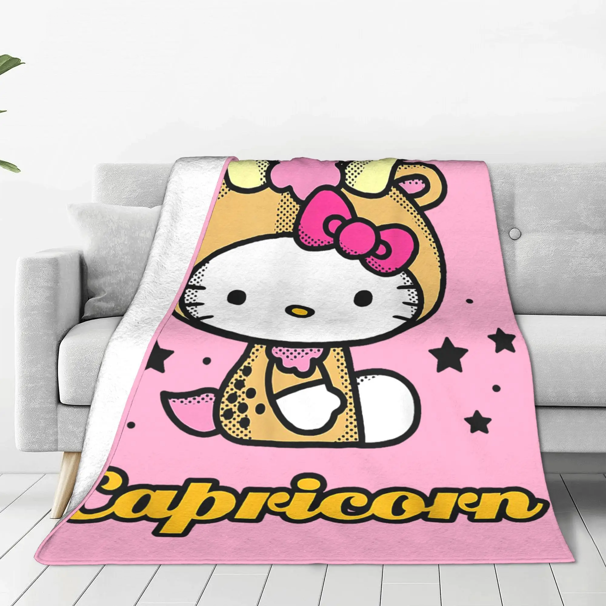 

Флисовое одеяло с рисунком кошачьего Зодиака Hello Kitty, потрясающее дышащее одеяло для стула, покрытия дивана, весна/осень