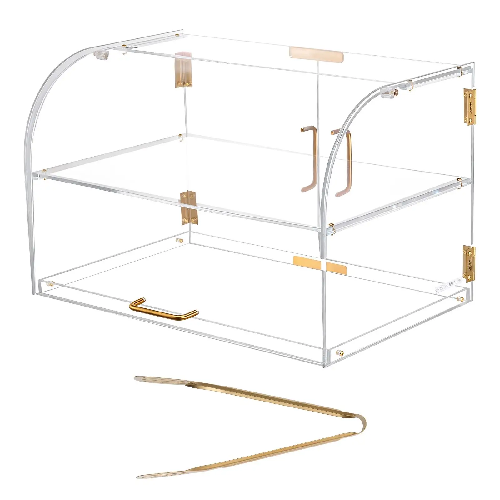 2 Tier Commercial Countertop Pastry Display Case Clear Acrylic Bread Box with Magnetic Rear Door for Cake for cookie Donut Dessert Storage 22 x 14 x 14 Inch