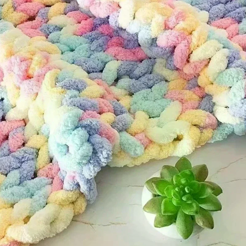 

Толстая подушка из ледяной пряжи для домашних животных, 250 г, ручное вязаное одеяло с большой синельной нитью своими руками