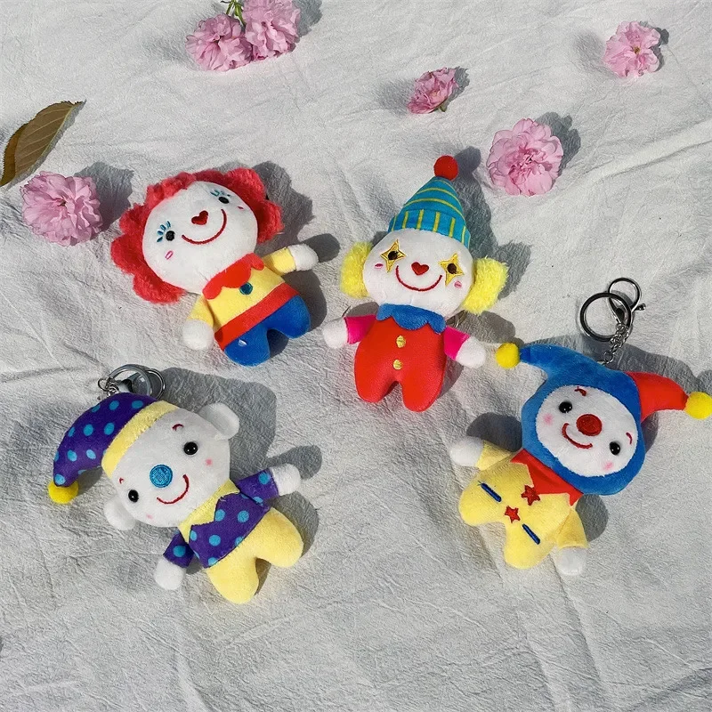 Clown Circus Cute Accessory Backpack BagKawaii Plush Toy Key Ring Cartoon Key Chain Car Pendant Soft Stuffed Birthday Xmas Gift