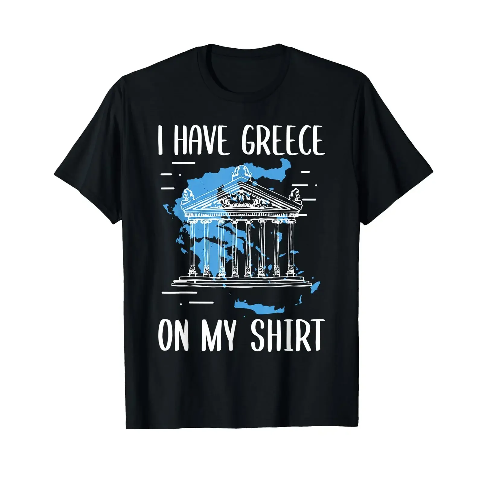I Have Greece On My T Shirt Funny Map Ancient Athens Parthenon vintage Washed homme Soft designer clothes Stretched Slightly