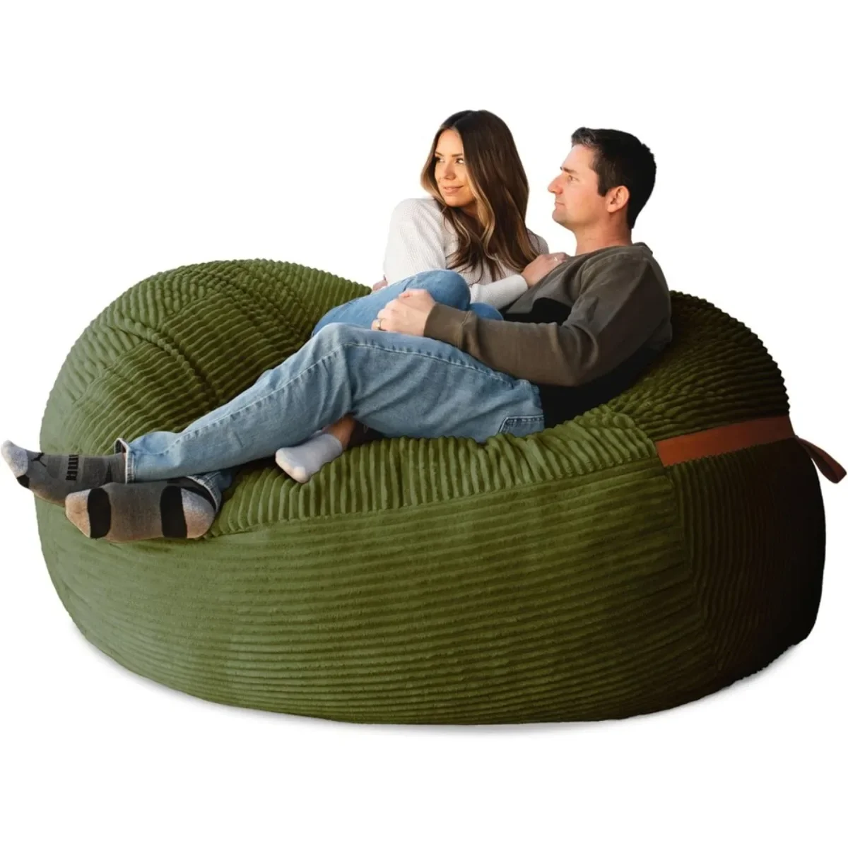 كرسي بين باج عملاق بطول 6 أقدام، غطاء قابل للإزالة من القطيفة باللون الأخضر الطحلب مملوء بالرغوة للبالغين، قيلولة للاسترخاء #2