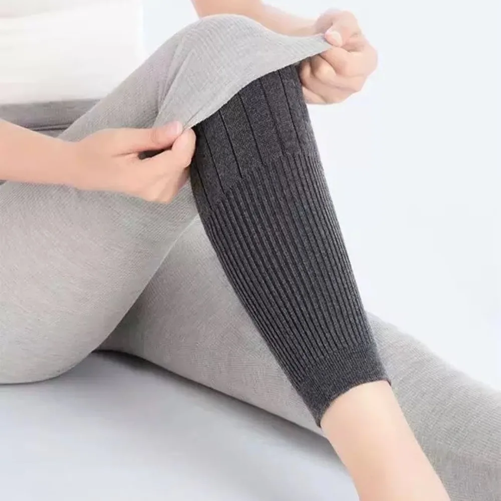 Winter Extended Thicken Anti Slip Leg Warmers Elastic Soft Stockings for Men Women Windproof Warm Knee Pads Long Socks 1Pair