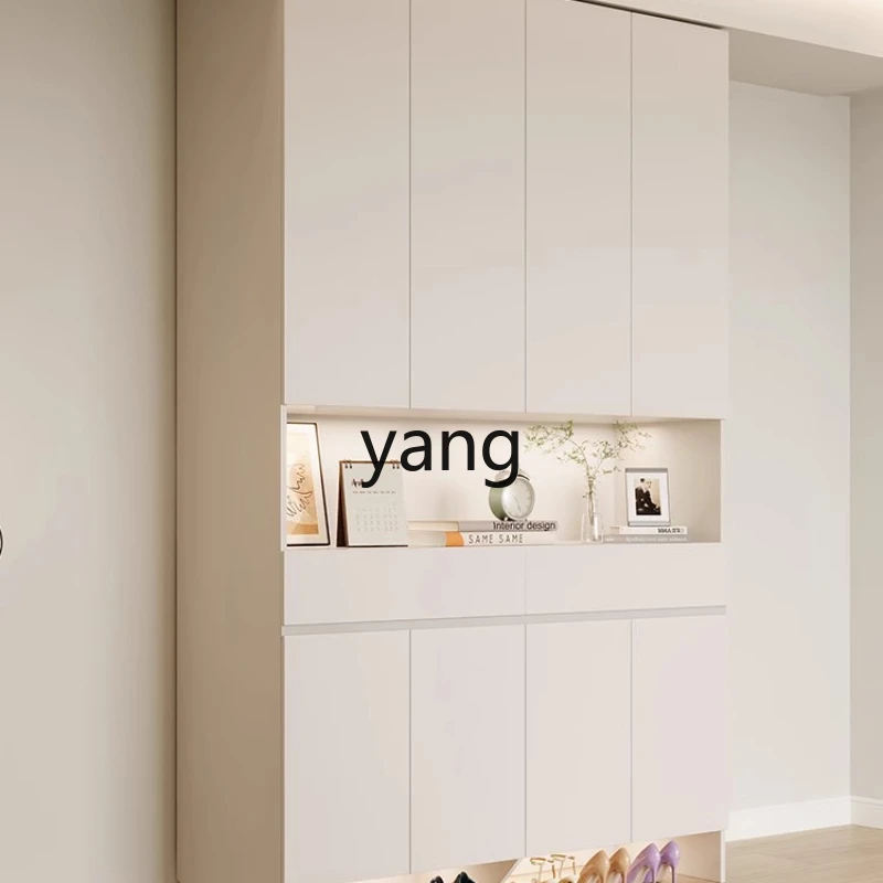 

Yhm cream wind solid wood shoe cabinet, large capacity integrated with drawer storage outside the door