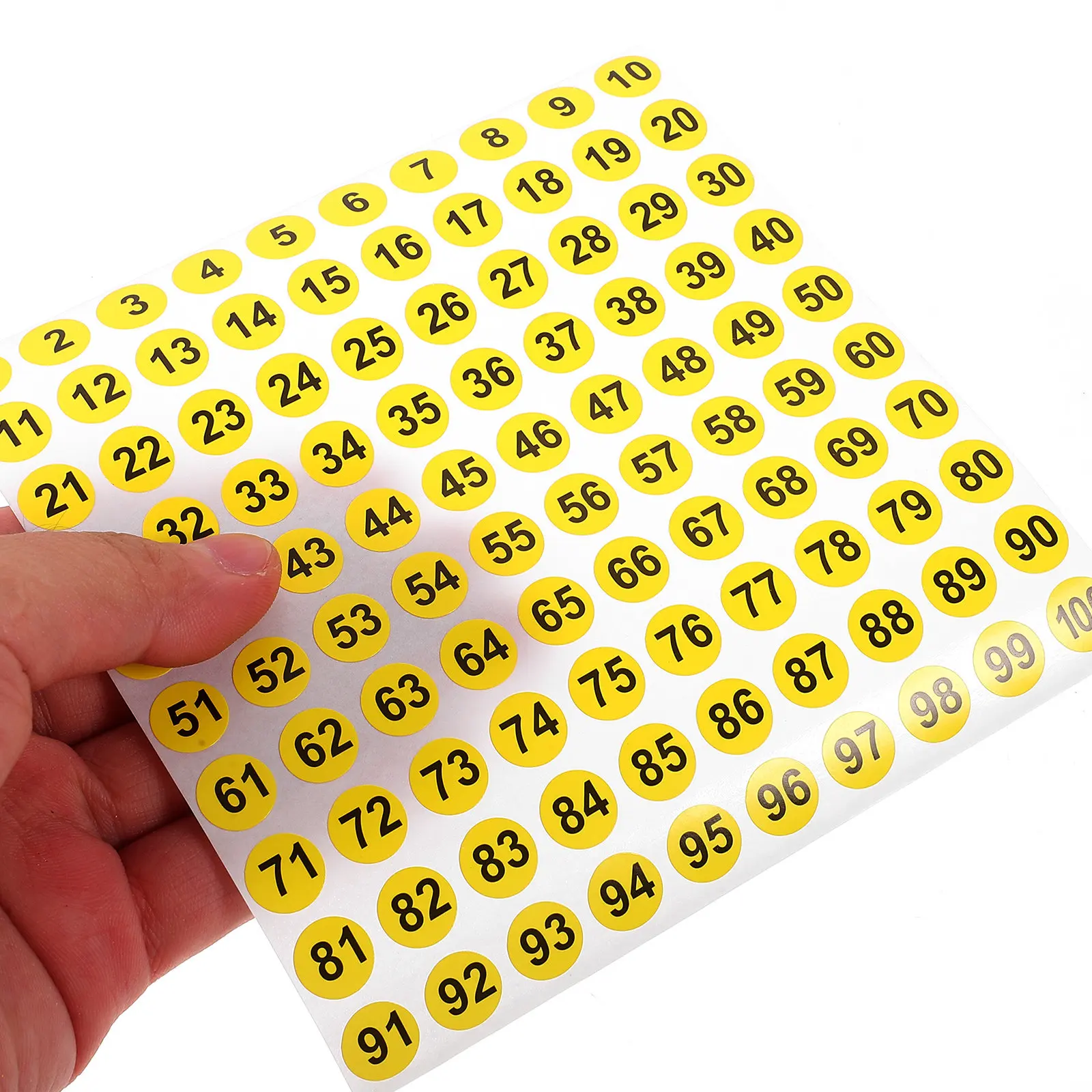 

100 Sheets Round Digital Number Stickers Waterproof Classification Labels Self-Adhesive Numbered Decals for Organizing Classroom