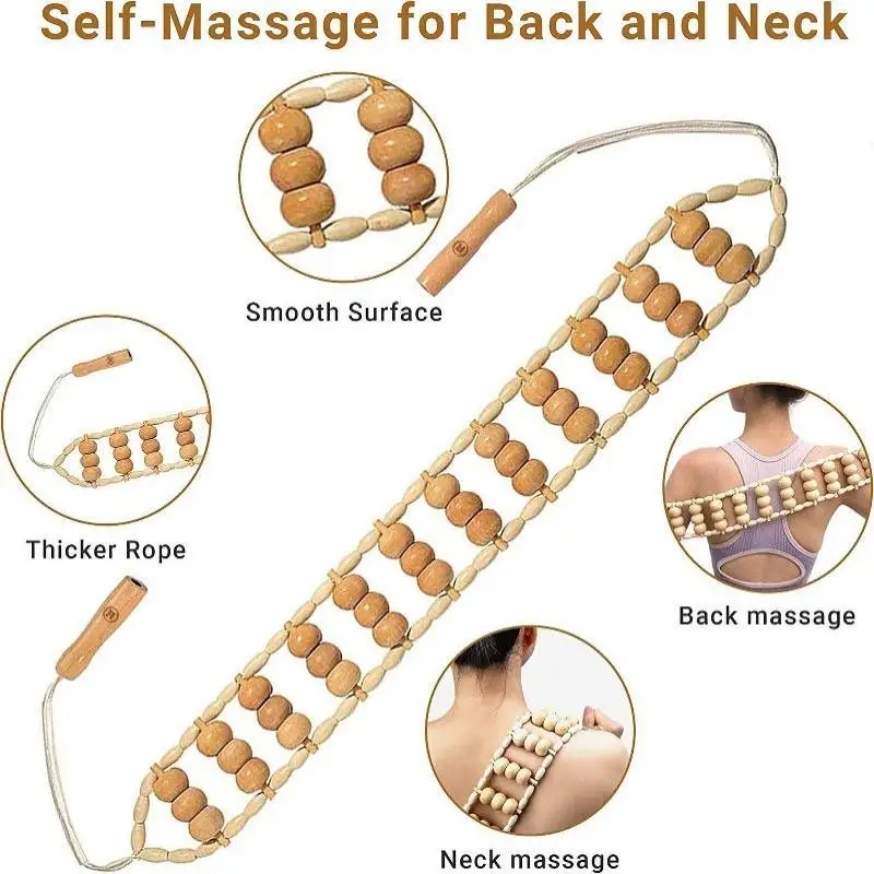 Ergonomic Natural Wood Massage Tool Durable Smooth Surface for Home Relaxation Post Exercise Full Body Care