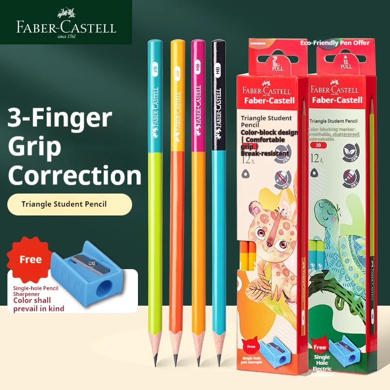 Faber-Castell Wonderful Animal Series Triangular Pencil HB First and Second Grade 2B Pencil Easy to Sharpen To Correct Grip