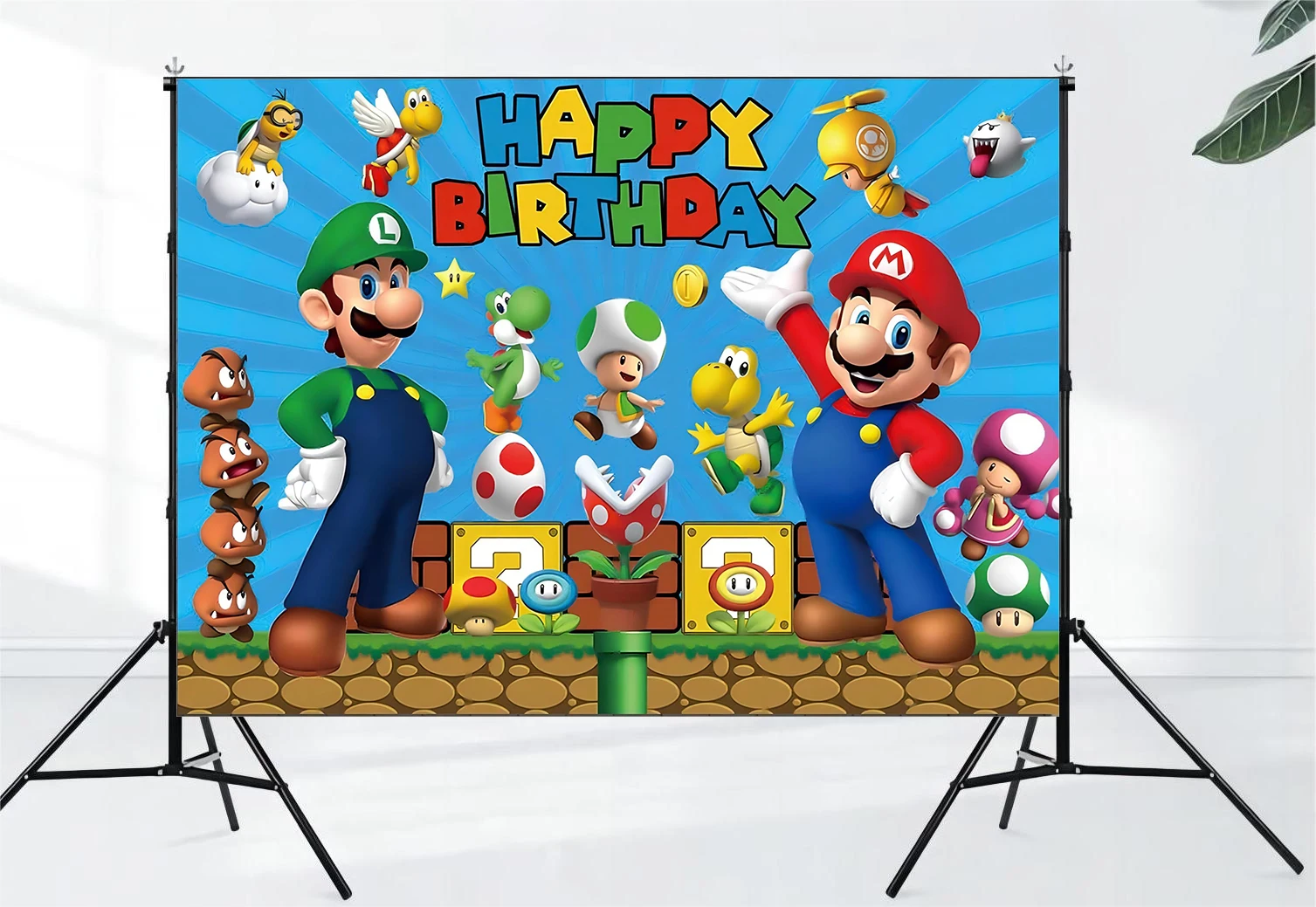 Cartoon Coin Video Game Happy Birthday Theme Photography Background Children and Boys Birthday Party Decoration