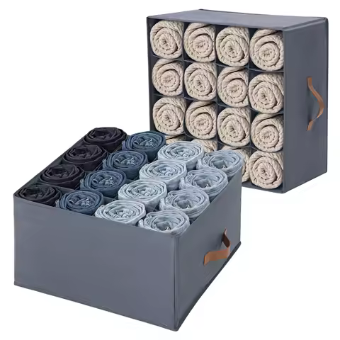Foldable 16 Grid Clothing Storage Box Jeans Towel T-shirt Storage Box Home Wardrobe Clothing Storage And Organization Box
