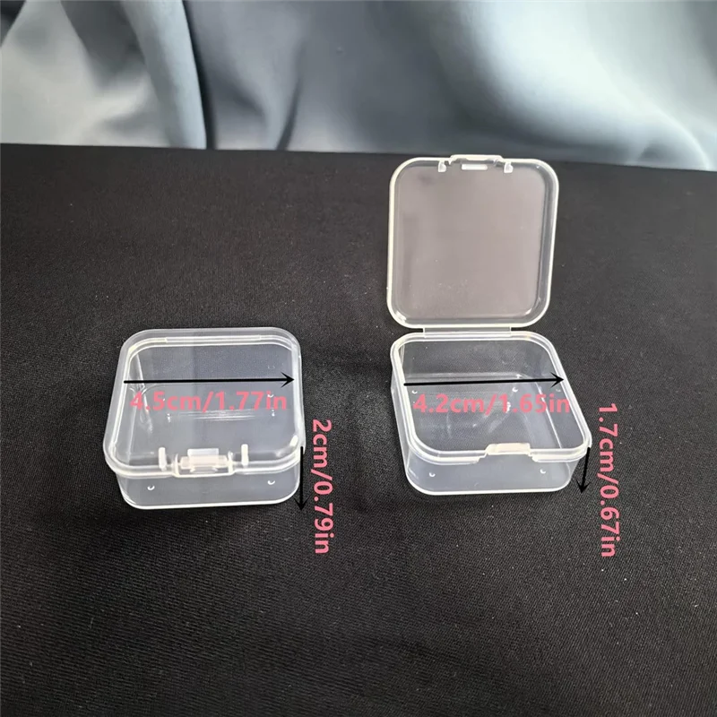 30 paquetes de contenedores de plástico pequeños transparentes, caja de almacenamiento transparente con tapa con bisagras para artículos pequeños (1,7x1,7x0,79 pulgadas)-ABXK