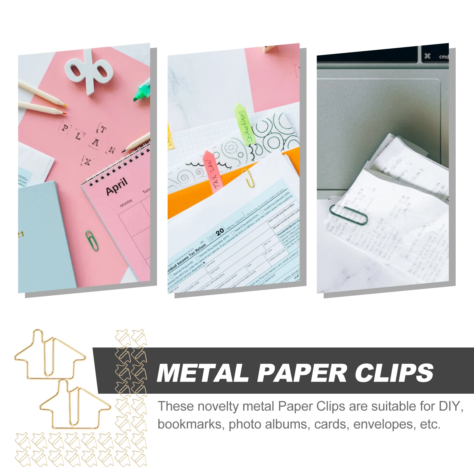 

50pcs Metal House Bookmark Shaped Paper Cute Cartoon Small Carbon Steel Novelty Office Decorative File Clips DIY Home Stationery