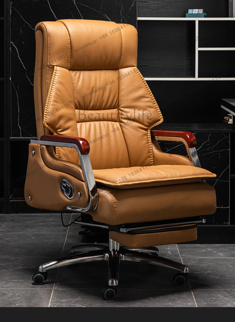 leather boss chair home comfortable lunch break reclining massage computer lift swivel chair back chair