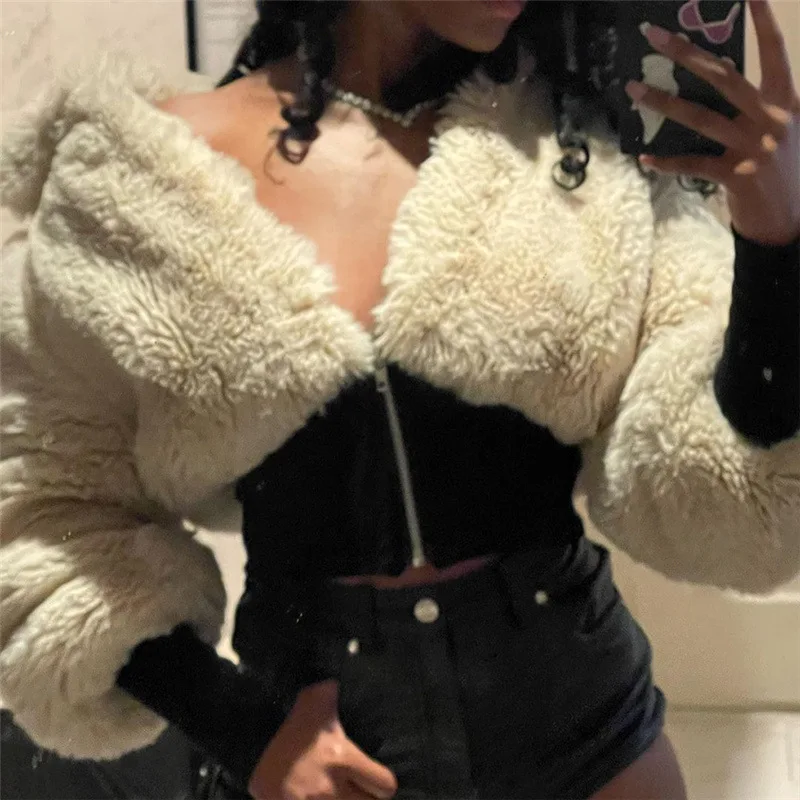 Women's Elegant Fur Jacket Patchwork Thick Cotton-Zipper Padded Long Sleeve Collar Elegant Winter