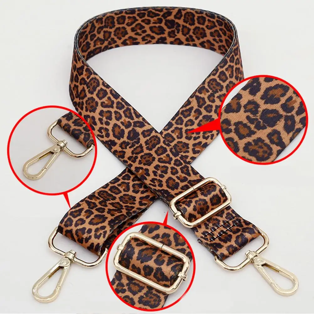 Bag Shoulder Strap Leopard Print Wide Adjustable Long Snap Hook Clip High Tensile Replacement Bag Accessories Women\'s Bag Belt